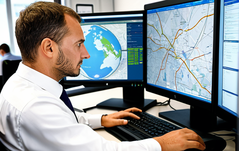 항공화물 관련 자격증 시험 일정 - **
"A freight forwarding agent, fully clothed in professional attire, working at a computer in a bu...