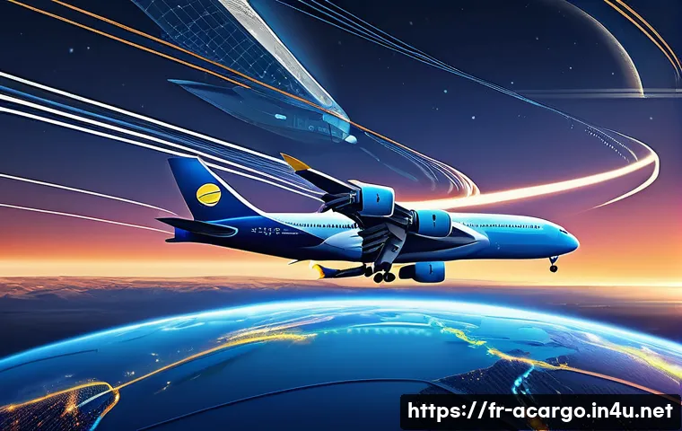 항공화물의 주요 서류와 작성법 - A meticulously crafted, vibrant illustration showcasing a glowing Air Waybill (AWB) centrally positi...