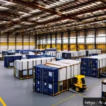 Home 18 항공화물 전문가가 피해야 할 실수 - A highly detailed scene inside a modern air cargo warehouse in France, showcasing meticulous schedul...