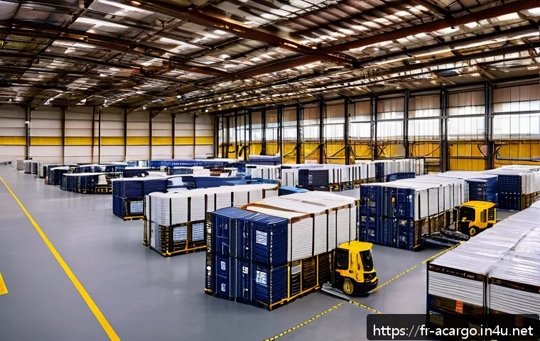 항공화물 전문가가 피해야 할 실수 - A highly detailed scene inside a modern air cargo warehouse in France, showcasing meticulous schedul...
