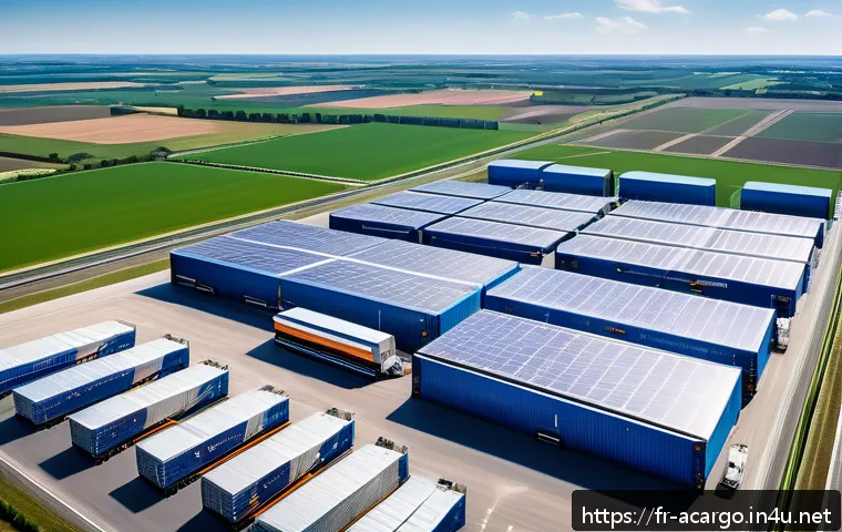 항공화물 시장 경쟁 분석 - A high-tech aerial cargo logistics hub in France, showcasing ultramodern infrastructure with advance...